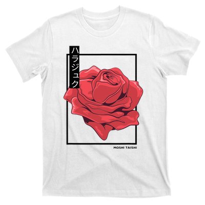 Floral Rose Art Japanese Flower Aesthetic Fashion T-Shirt