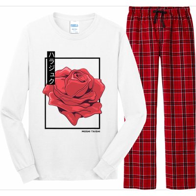 Floral Rose Art Japanese Flower Aesthetic Fashion Long Sleeve Pajama Set