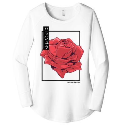 Floral Rose Art Japanese Flower Aesthetic Fashion Women's Perfect Tri Tunic Long Sleeve Shirt