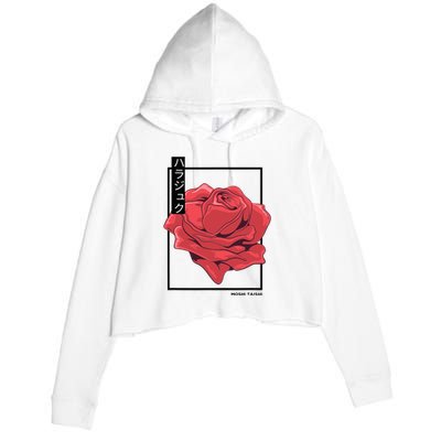 Floral Rose Art Japanese Flower Aesthetic Fashion Crop Fleece Hoodie