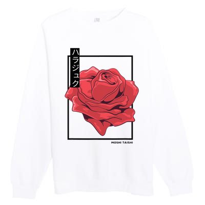 Floral Rose Art Japanese Flower Aesthetic Fashion Premium Crewneck Sweatshirt