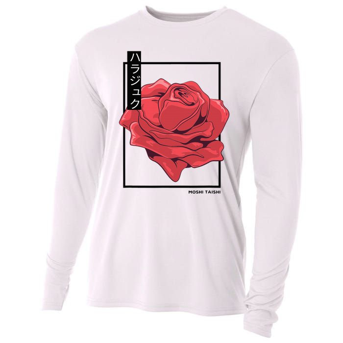 Floral Rose Art Japanese Flower Aesthetic Fashion Cooling Performance Long Sleeve Crew