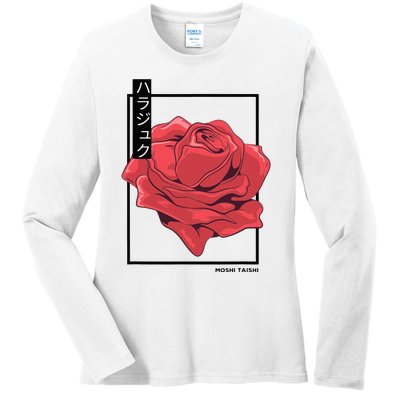 Floral Rose Art Japanese Flower Aesthetic Fashion Ladies Long Sleeve Shirt