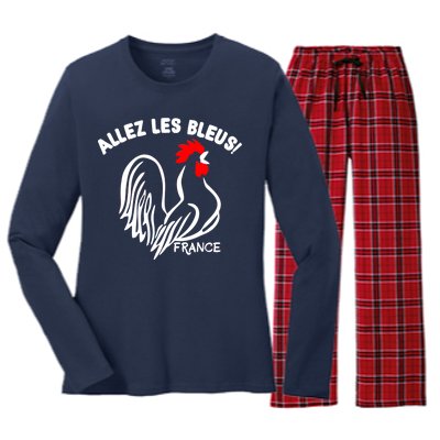 France Soccer Allez Les Bleus World Women's Long Sleeve Flannel Pajama Set 