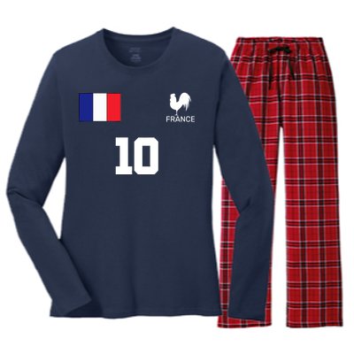 France Soccer Jersey Women's Long Sleeve Flannel Pajama Set 