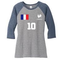 France Soccer Jersey Women's Tri-Blend 3/4-Sleeve Raglan Shirt