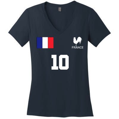 France Soccer Jersey Women's V-Neck T-Shirt