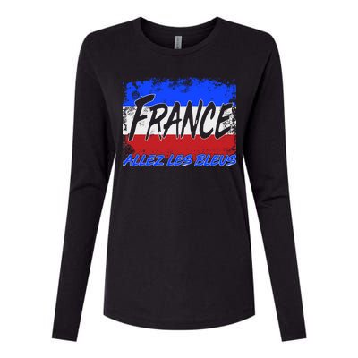 France Team Flag Allez Les Bleus Soccer Womens Cotton Relaxed Long Sleeve T-Shirt