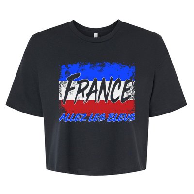 France Team Flag Allez Les Bleus Soccer Bella+Canvas Jersey Crop Tee