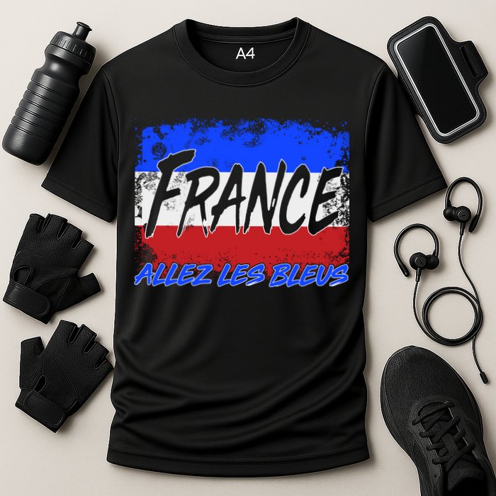 France Team Flag Allez Les Bleus Soccer Cooling Performance Crew T-Shirt