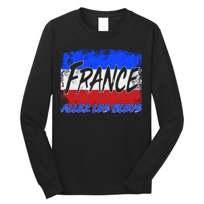 France Team Flag Allez Les Bleus Soccer Long Sleeve Shirt