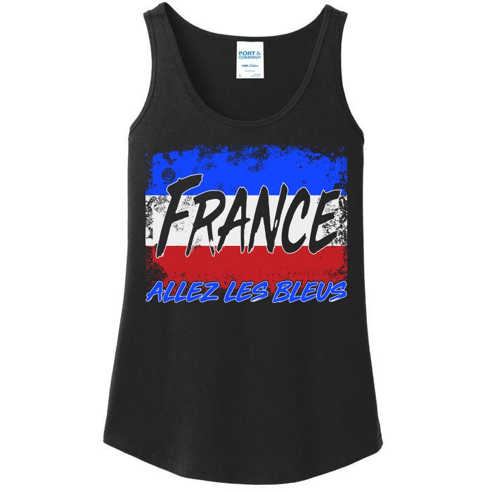 France Team Flag Allez Les Bleus Soccer Ladies Essential Tank