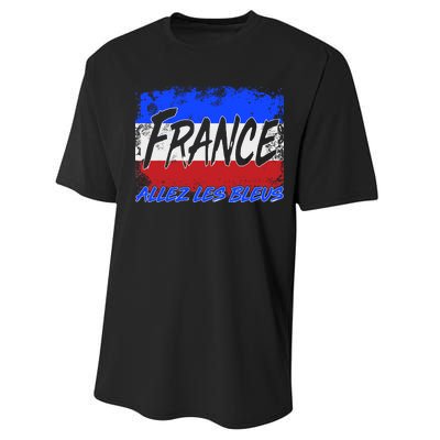 France Team Flag Allez Les Bleus Soccer Performance Sprint T-Shirt