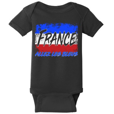 France Team Flag Allez Les Bleus Soccer Baby Bodysuit