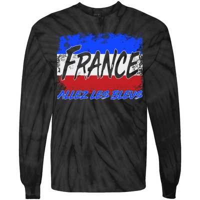 France Team Flag Allez Les Bleus Soccer Tie-Dye Long Sleeve Shirt