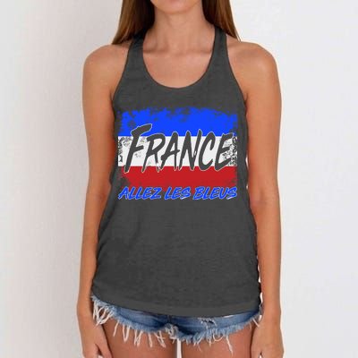 France Team Flag Allez Les Bleus Soccer Women's Knotted Racerback Tank