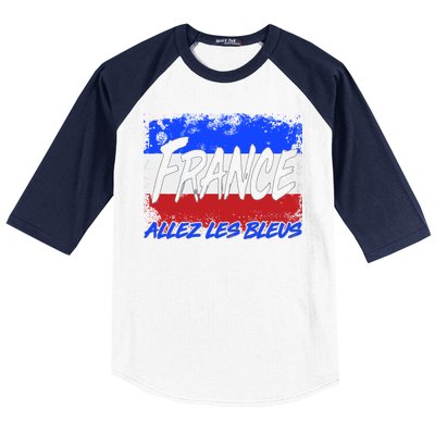 France Team Flag Allez Les Bleus Soccer Baseball Sleeve Shirt