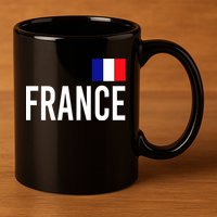 France Team Flag Logo 11oz C Handle Ceramic Mug