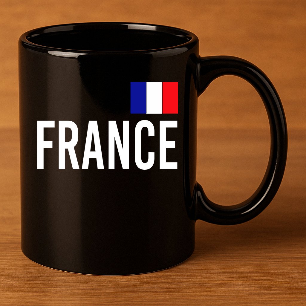 France Team Flag Logo 11oz C Handle Ceramic Mug