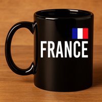 France Team Flag Logo 11oz C Handle Ceramic Mug