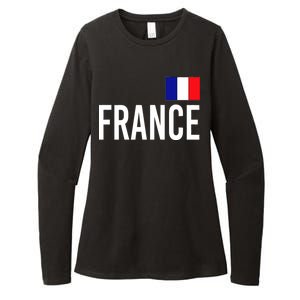 France Team Flag Logo Womens CVC Long Sleeve Shirt