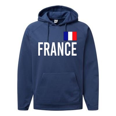 France Team Flag Logo Performance Fleece Hoodie