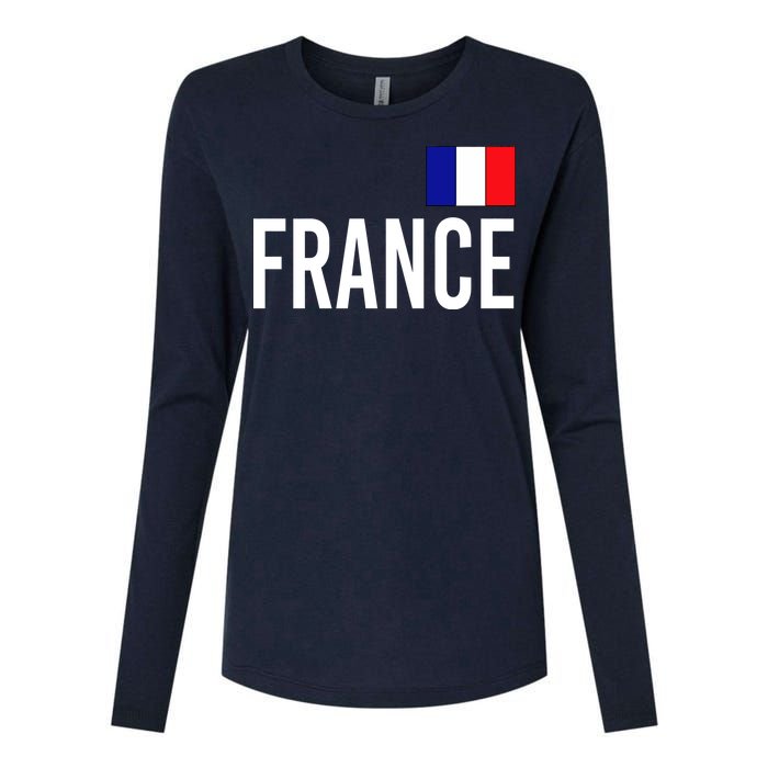 France Team Flag Logo Womens Cotton Relaxed Long Sleeve T-Shirt