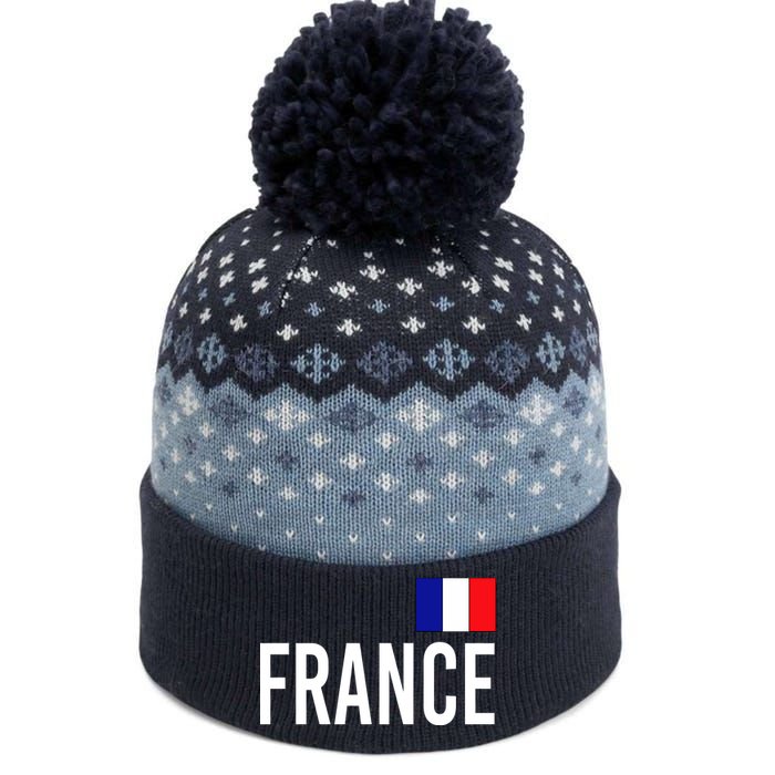 France Team Flag Logo The Baniff Cuffed Pom Beanie