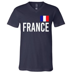 France Team Flag Logo V-Neck T-Shirt