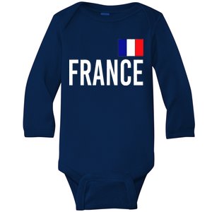 France Team Flag Logo Baby Long Sleeve Bodysuit