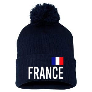 France Team Flag Logo Pom Pom 12in Knit Beanie