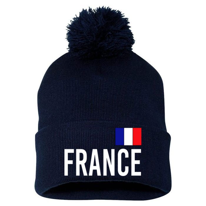 France Team Flag Logo Pom Pom 12in Knit Beanie