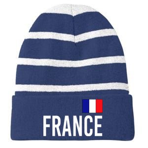 France Team Flag Logo Striped Beanie with Solid Band