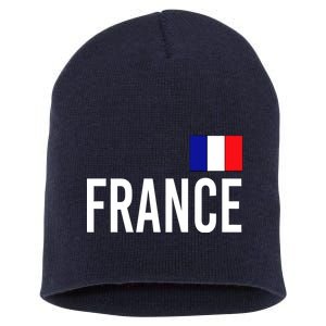 France Team Flag Logo Short Acrylic Beanie