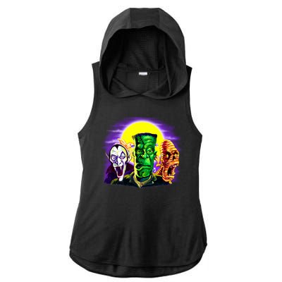 Frankenstein Halloween Monsters Ladies PosiCharge Tri-Blend Wicking Draft Hoodie Tank