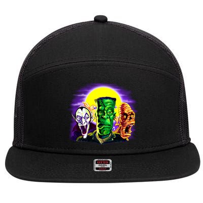 Frankenstein Halloween Monsters 7 Panel Mesh Trucker Snapback Hat