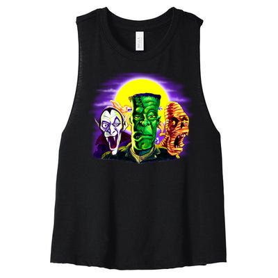 Frankenstein Halloween Monsters Women's Racerback Cropped Tank