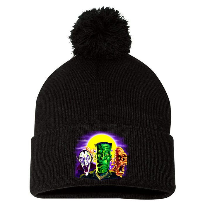 Frankenstein Halloween Monsters Pom Pom 12in Knit Beanie