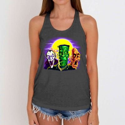 Frankenstein Halloween Monsters Women's Knotted Racerback Tank