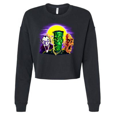 Frankenstein Halloween Monsters Cropped Pullover Crew