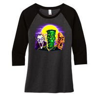 Frankenstein Halloween Monsters Women's Tri-Blend 3/4-Sleeve Raglan Shirt