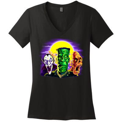 Frankenstein Halloween Monsters Women's V-Neck T-Shirt