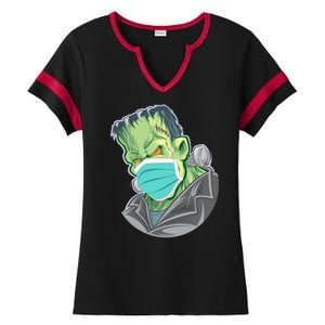 Frankenstein Pandemic Virus Mask Ladies Halftime Notch Neck Tee