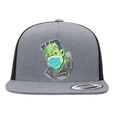 Frankenstein Pandemic Virus Mask Flat Bill Trucker Hat