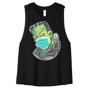 Frankenstein Pandemic Virus Mask Women's Racerback Cropped Tank