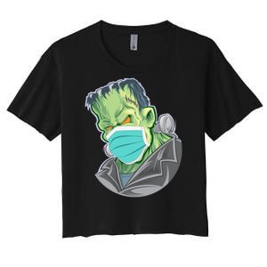 Frankenstein Pandemic Virus Mask Women's Crop Top Tee