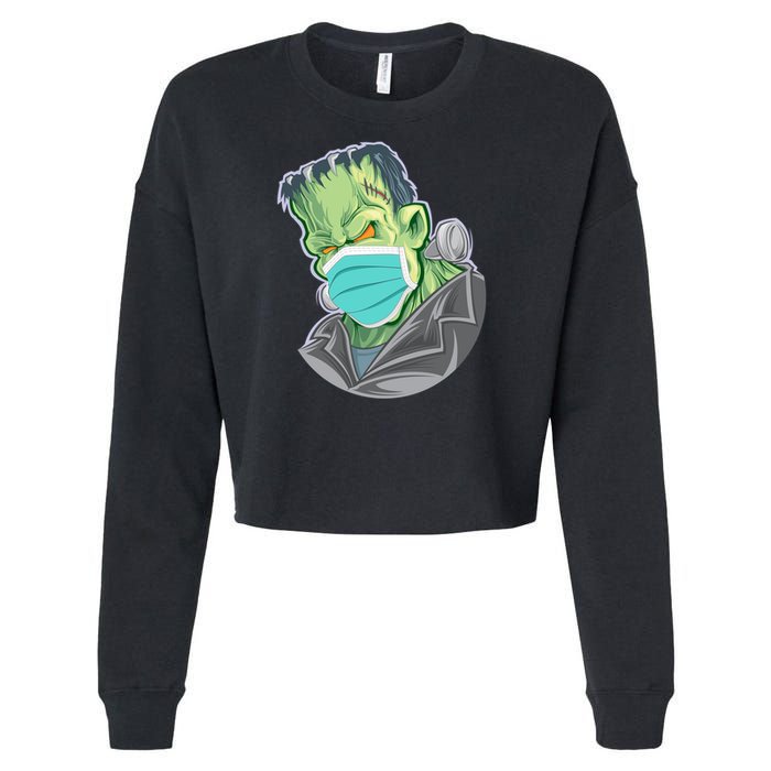 Frankenstein Pandemic Virus Mask Cropped Pullover Crew