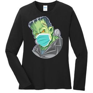 Frankenstein Pandemic Virus Mask Ladies Long Sleeve Shirt