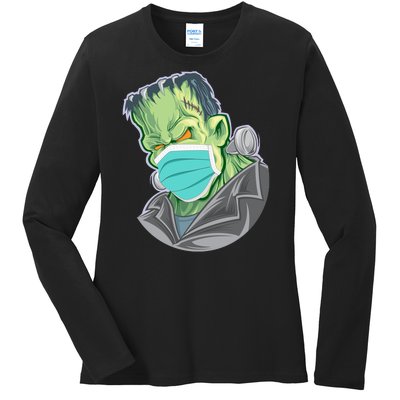 Frankenstein Pandemic Virus Mask Ladies Long Sleeve Shirt