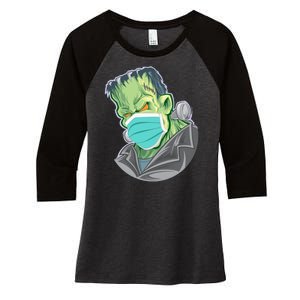 Frankenstein Pandemic Virus Mask Women's Tri-Blend 3/4-Sleeve Raglan Shirt